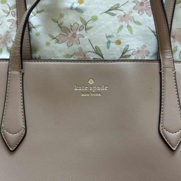 kate spade taupe leather tote in beige - Picture 2 of 7